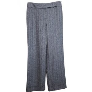 Talbots Herringbone Trousers Wide Leg Cuffed Pants Wool Gray Size 2 Petite